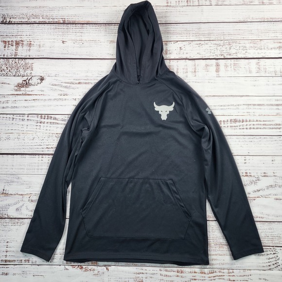 Under Armour Other - Under Armour Project Rock Hoodie Mens Small Tech 2.0 Brahma Bull Black